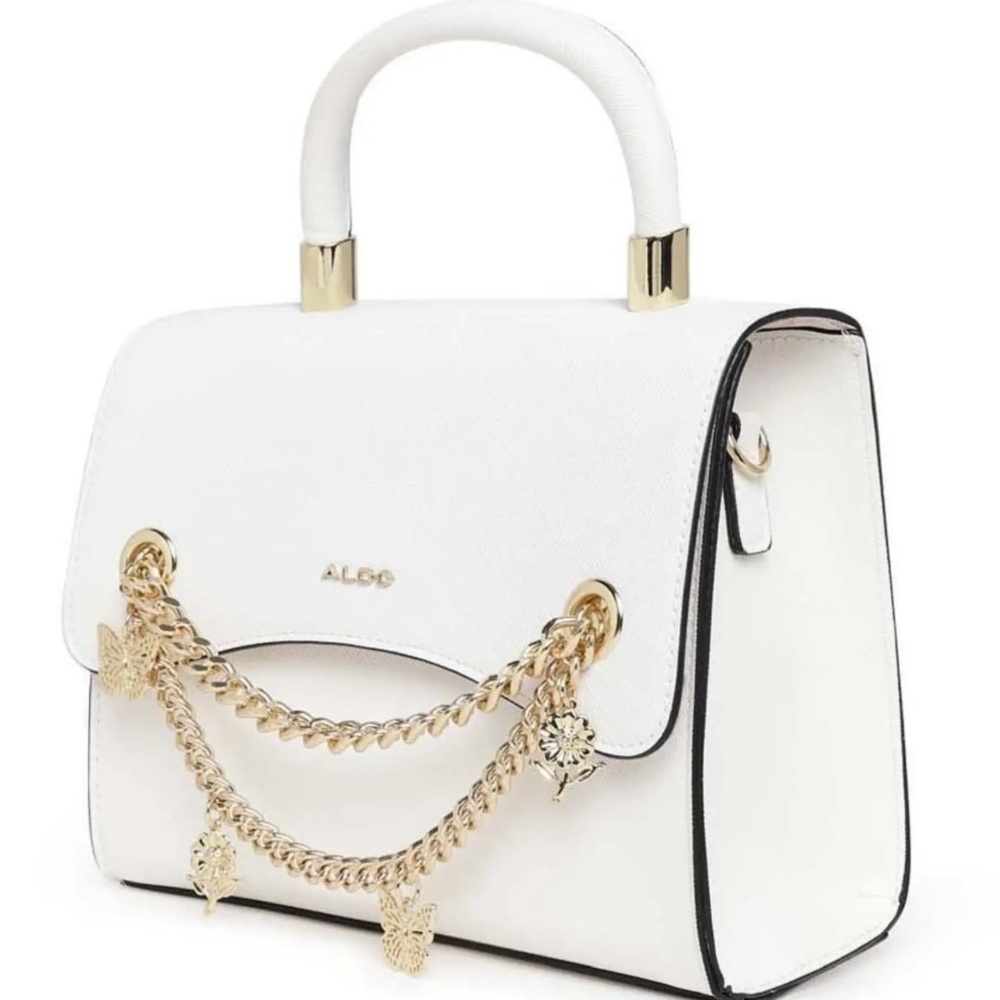 ALDO White Handbag with Gold Accents